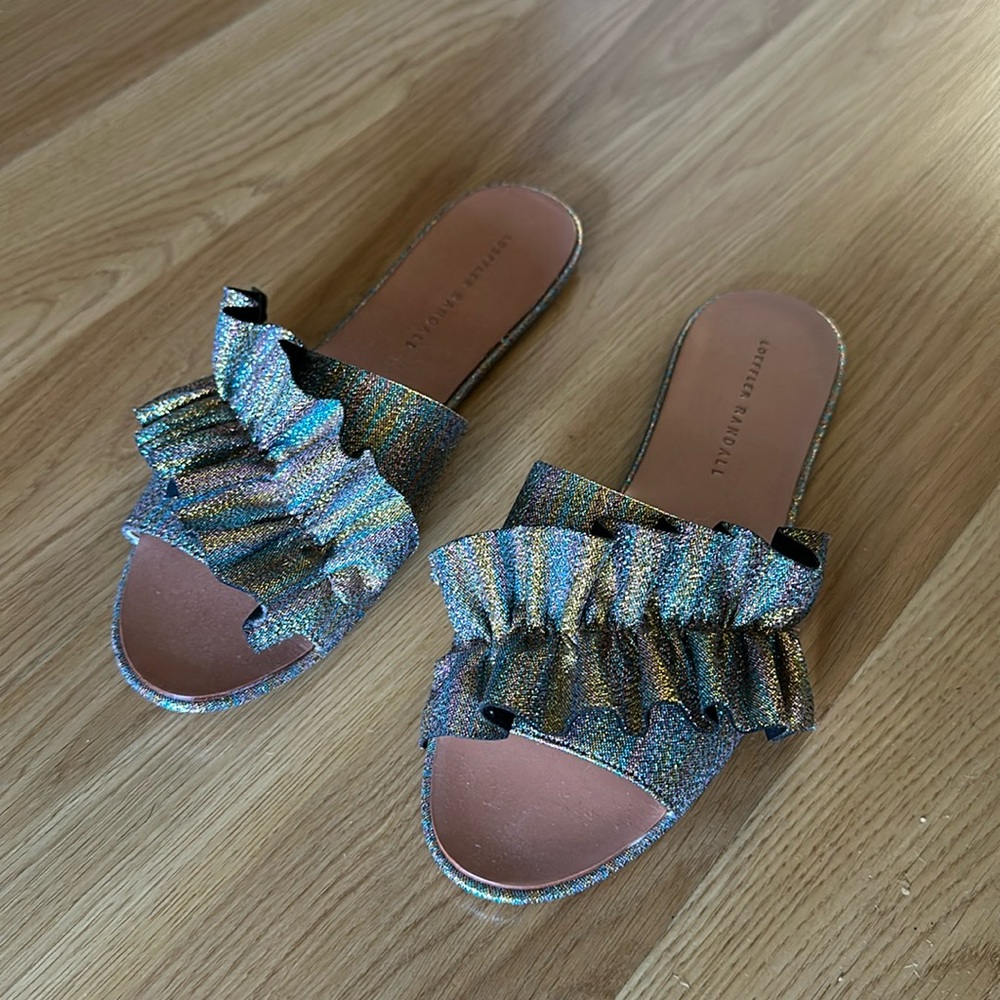 Loeffler Randall slides, 7 excellent preworn condition